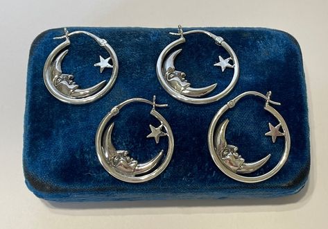 This Hoop Earrings item by LastCenturyJewels has 1805 favorites from Etsy shoppers. Ships from Ocala, FL. Listed on Dec 23, 2023 Whimsigoth Earrings, 16g Earrings, Star Celestial, Silver Hoop Earring, Star Hoop Earrings, Crescent Moon And Star, Earrings Moon, Celestial Earrings, Mazzy Star