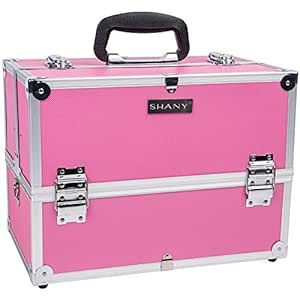 SHANY Essential Pro Makeup Train Case Cosmetic Box Portable Makeup Case Cosmetics Beauty Organizer Jewelry storage with Locks, Multi Compartments Makeup Box and Shoulder Strap - Pink Professional Makeup Case, Beauty Organizer, Interior Shelves, Brush Cleanser, Organizer Jewelry, Makeup Train Case, Beauty Organization, Cosmetic Box, Beauty Case