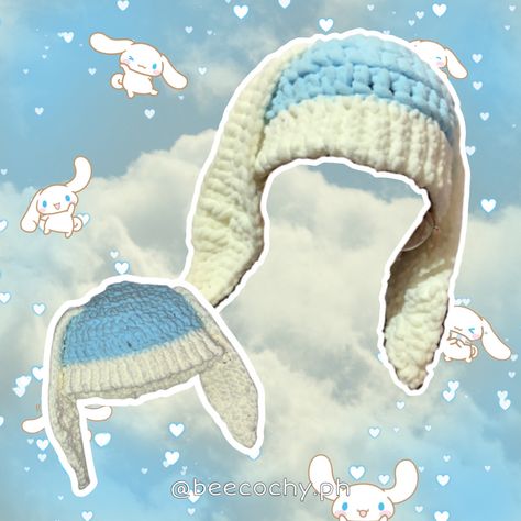 cinnamoroll crochet beanie sanrio hat handmade handcrafted small business cute blue bunny hat Cinnamoroll Crochet Beanie, Cinnamoroll Hat Crochet, Crochet Cinnamoroll, Sanrio Room, Cinnamoroll Sanrio, Crochet Beanie, Crochet Ideas, Cinnamon, Hobbies