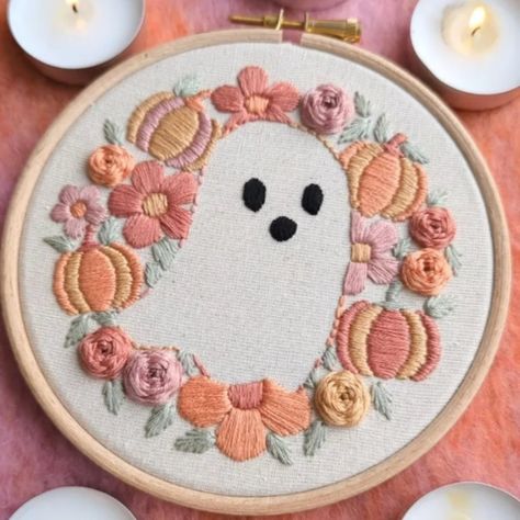 About This Product Make Your Own Beautiful Halloween Ghost Embroidery Hoop With This Beginner Friendly Embroidery Kit. - One Wooden Embroidery Hoop - 2 White Cotton Fabrics - Water Soluble Pattern - 6 Colors Of Cotton Thread As Shown - Some Backing Felt - One Needle - A 15 Page Digital Embroidery Booklet With Full Color Instructions And Stitch Tutorials Please Note - The Embroidery Booklet Is Electronic. A Link Will Be Provided With Your Kit. The Booklet Contains... - Materials Needed - Prepare Embroidery Tips And Tricks, Pumpkin Background, Ghost Embroidery, Background Halloween, Beautiful Halloween, Wooden Embroidery, Embroidery Tips, Wooden Embroidery Hoops, Halloween Embroidery