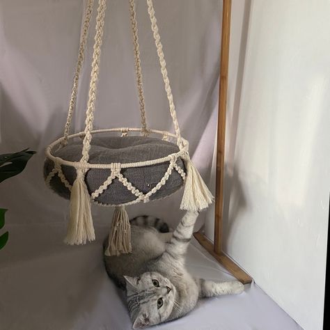 Macrame-cat-hammock-pattern-diy-macrame-cat-bed- -cat-swing-|-etsy 7EB Cat Hammocks Diy, Macrame Cat Bed Free Pattern, Macrame Cat Hammock Pattern, Macrame Cat Hammock Diy Projects, Macrame Cat Bed Tutorial, Cat Hammock Pattern, Cat Hammock Tutorial, How To Make A Macrame Cat Hammock, Free Macrame Cat Hammock Patterns