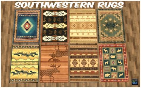 Sims 4 Cc Western Decor, Sims 4 Native American, Southwestern Rugs, Native American Village, Sims 4 Decades Challenge, Western Rugs, Sims 4 Bedroom, Sims 4 Cc Shoes, Sims 4 Mm Cc