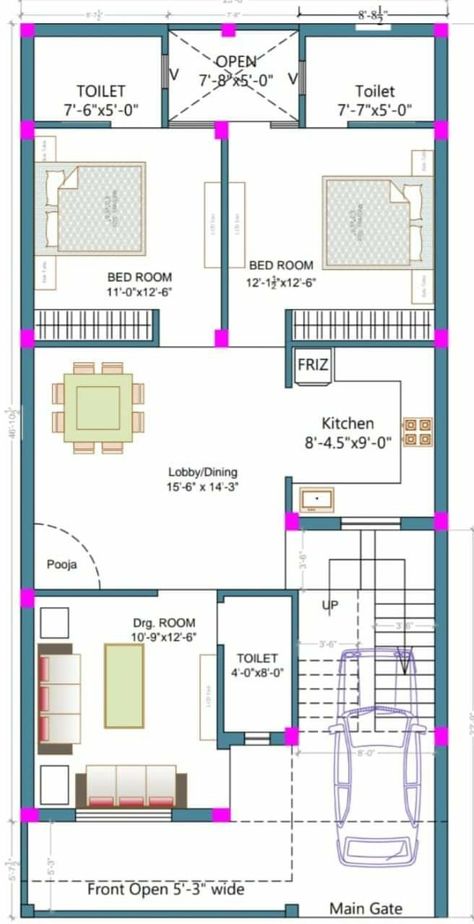 21x50 House Plan, 30×55 House Plan, 22x44 House Plan, 120 Yards House Design, 24×60 House Plan, 24×50 House Plan, 33'×60' House Planing, 17×35 House Plan, 60x30 House Plans Layout