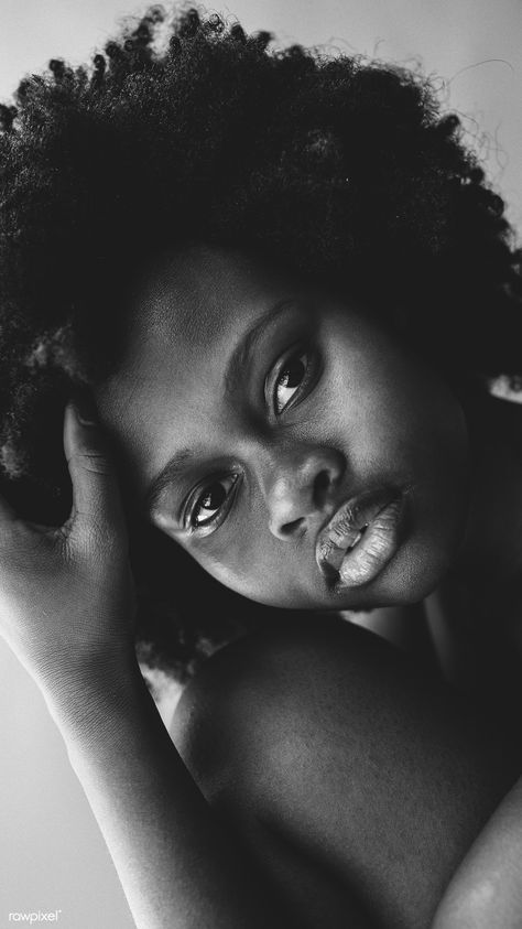 Beautiful black woman with afro hair social template | premium image by rawpixel.com / McKinsey Black Woman With Afro, Women Headshots, Woman With Afro, Woman Black And White, Black And White Portrait, Photographie Portrait Inspiration, Portrait Photography Women, Birthday Shoot, Emotional Rollercoaster