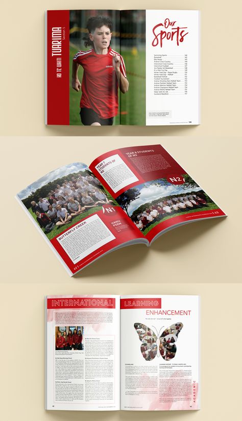 Magazine Inner Page Design, School Magazine Design, School Magazine Layout Design, School Magazine Cover Design, Yearbook Design Layout Creative, Education Magazine Layout, Colorful Yearbook Spreads, Highschool Yearbook Design Layout, Magazine Back Cover