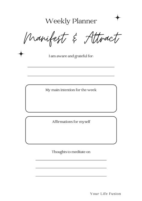 Manifest and Attract Planner.pdf Manifestation Template, Vision Wall, Planner Pdf, Weekly Planner, Affirmations, Meditation, Wall