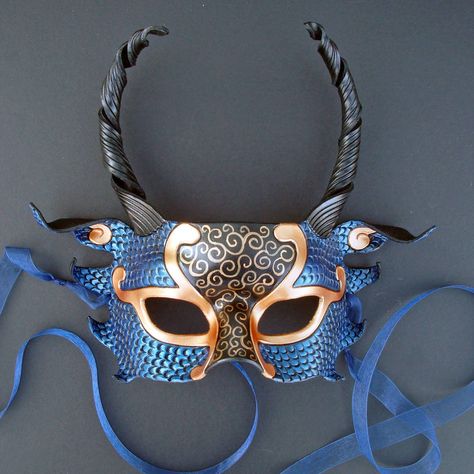 Gourd Masks, Dragon Half, Half Dragon, Leather Masks, Dragon Mask, Costume Making, Art Mask, Copper Dragon, Half Mask