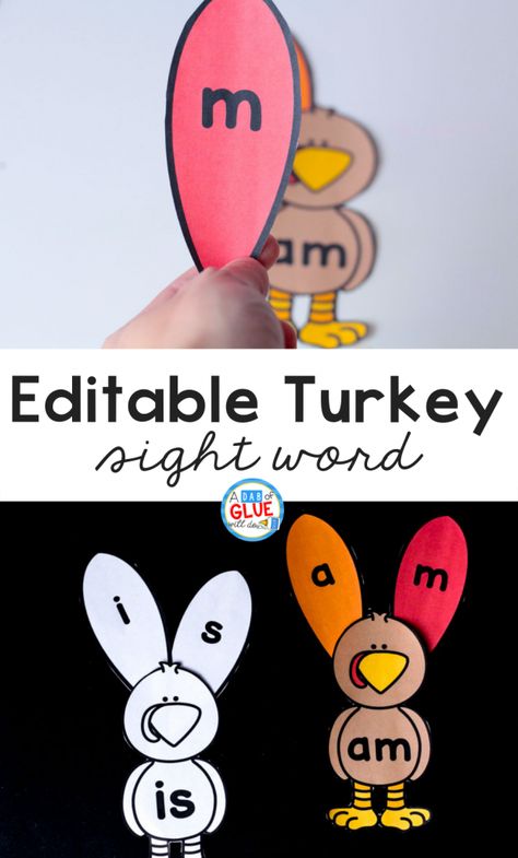 Turkey Sight Words, Thanksgiving Preschool Theme, Thanksgiving Literacy Activities, Thanksgiving Literacy, Thanksgiving Activities For Kindergarten, Sight Word Activity, Sight Word Centers, Fall Lesson Plans, November Ideas