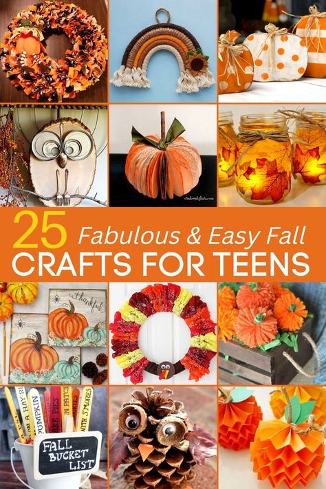 It’s FALL – the absolute perfect time for your teen to slow down a bit, take a break from their unrelenting schedule and do something fun and creative for a change! And, just in case your tween or teen thinks they’ve “outgrown” crafts… think again! We’ve rounded up a bunch of super fun, super cute, and super easy crafts that are anything but childish or hokey! #fallcrafts #fallcraftideas #fallcraftsforkids #fallcraftsfortweensandteens #fallcraftsforteens #easycraftideas #funcfraftideasforkids Art Projects High School, Super Easy Crafts, Thanksgiving Arts And Crafts, Thanksgiving Art Projects, Fun Thanksgiving Crafts, Arts And Crafts For Teens, Thanksgiving Projects, Thanksgiving Activities For Kids, October Crafts