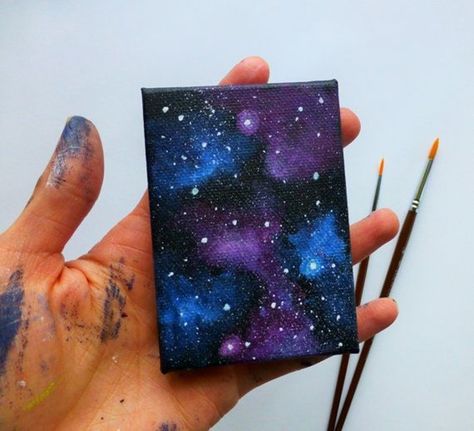 detailed-miniature-painting-ideas Galaxy Art Painting, Mini Tela, Galaxy Canvas, Mini Toile, Painting Walls, Miniature Paintings, Art Deco Decor, Small Canvas Paintings, Soyut Sanat Tabloları