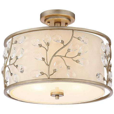 Crystal Buds 16" Wide Antique Silver Drum Ceiling Light - #9K383 | Lamps Plus Drum Ceiling Light, Silver Bathroom, Vintage Ceiling, Vintage Ceiling Lights, Flushmount Ceiling Lights, Crystal Ceiling Light, Light Fixtures Flush Mount, Modern Ceiling, Modern Ceiling Light