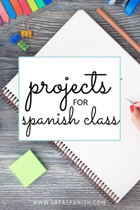 Looking for review activities for for Spanish class? These projects are the perfect activity for your students! Check out these tips for how to use digital and printable projects for your middle school and high school classroom. Great in your middle or high school Spanish classes, and much more than just a worksheet! Use in place of a test or an assessment, or as a review leading up to an final semester exam! Click to download! Spanish Projects High School, Intro To Spanish For Middle School, Spanish Class Projects, Spanish Class Crafts, Spanish 1 High School, Middle School Spanish Activities, Middle School Spanish Lessons, Second Language Teaching, Instructional Activities