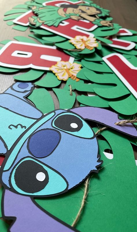 Lilo and Stitch Inspired Banner Lilo and Stitch Birthday | Etsy Lilo Stitch Birthday Party Ideas, Stitch Hawaiian Party, Lilo And Stitch Birthday Party, Lilo And Stitch Birthday, Stitch Birthday Party, 7th Birthday Party Ideas, Stitch Birthday, Luau Birthday Party, Hawaiian Birthday Party