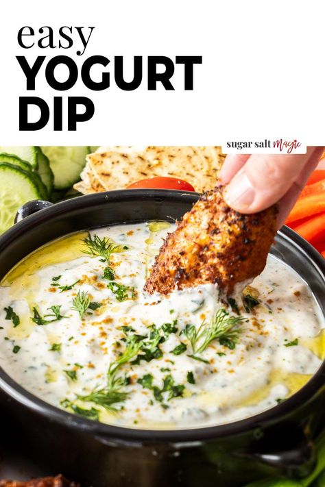 This creamy Greek yogurt dip is tangy and flavourful and perfect for dipping everything from crudites to chicken wings. It takes just 5-10 minutes to make and one bowl and it's ready for all your dipping needs. The other great thing about this yogurt dip, is it's so versatile; adjust the ingredients to what you have on hand or what you love, it's so easy. It's great used as a yogurt sauce for lamb kebabs too! Lamb Yogurt Sauce, Greek Yogurt Dip For Chicken, Yogurt Sauce For Lamb, Greek Yogurt Dipping Sauce, Greek Yogurt Dip, Yogurt Dipping Sauce, Asian Dipping Sauce, Yoghurt Dip, Dipping Sauces For Chicken