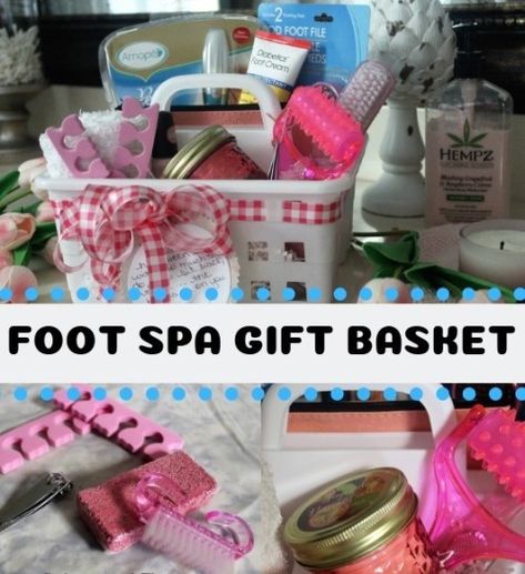 FOOT SPA GIFT BASKET – Decorate & More with Tip Spa Theme Basket, Pedicure Gift Basket Ideas, Manicure Gift Basket Ideas, Nail Care Gift Basket Ideas, Nail Gift Basket, Nail Gift Ideas, Nail Polish Gift Basket, Mailbox Template, Mini Gift Baskets Spa