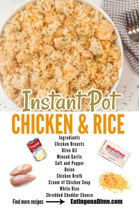 Chicken And Rice Instant Pot, Cheesy Chicken And Rice Casserole, Instant Pot Chicken And Rice, Rice Instant Pot, Cheesy Chicken And Rice, Chicken And Rice Recipe, Chicken And Rice Casserole, Instant Pot Pasta Recipe, Easy Chicken And Rice