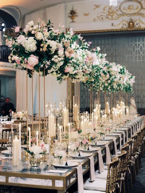 💕100+ Masterful Elegant Classy wedding ideas---blush chic wedding reception table settings, diy wedding centerpieces with candles and tall florals, spring weddings, wedding decors. Lantern Wedding, Reception Table Settings, Rustic Wedding Decorations, Wedding Table Designs, Floral Wedding Decorations, Wedding Floral Centerpieces, Bride Magazine, Wedding Centerpieces Diy, Wedding Reception Tables