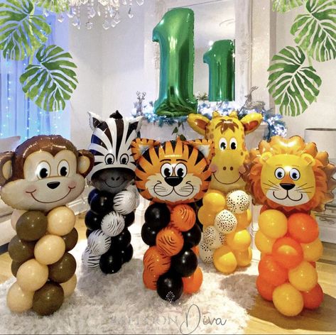 Safari Theme Birthday Activities, Jungle Theme 2nd Birthday Party, Safari Birthday Balloons, Safari Birthday Party Decorations, Safari Balloon, Safari Party Decorations, Jungle Theme Birthday Party, Jungle Thema, Wild Birthday Party