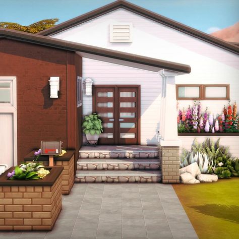 Renovated midcentury home ☀️ A cozy 2 bedroom home in Oasis Springs 🌴 Speedbuild is up on my channel! ➡️ Link in bio Gallery ID:… | Instagram Oasis Springs, Midcentury Home, Sims House Plans, Willow Creek, Sims 4 Build, Sims 4 Houses, Sims House, The Sims4, Spring Home