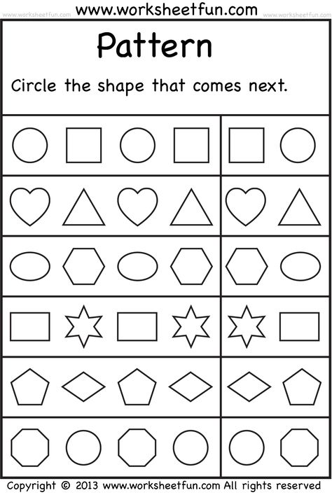 FREE Printable Worksheets – Worksheetfun / FREE Printable ... Ab Pattern Worksheet, Shape Worksheet, Pattern Worksheets For Kindergarten, Preschool Patterns, Shapes Worksheet Kindergarten, Kindergarten Addition Worksheets, Math Patterns, Printable Kindergarten, Kindergarten Worksheets Free Printables