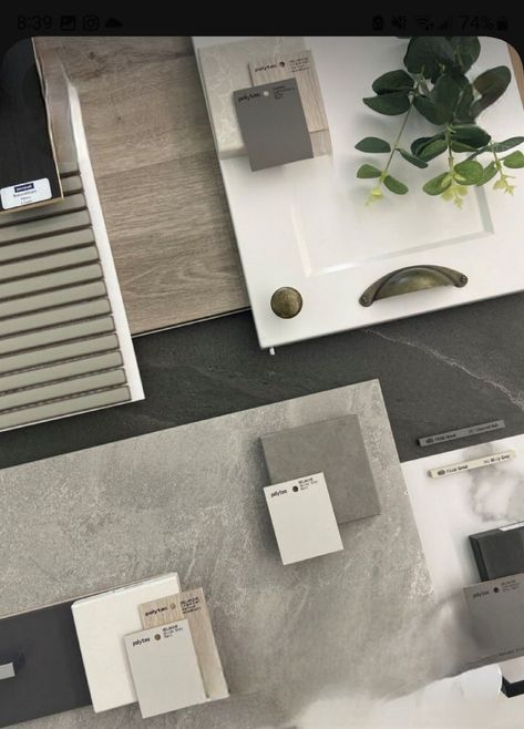 Grey Marble Mood Board, Grey Floor Mood Board, Charcoal Mood Board, Grey Material Board, Kitchen Materials Palette, Flat Lay Interior Design, Material Palette Mood Boards, Interior Design Material Board, Kitchen Mood Board Colour Palettes