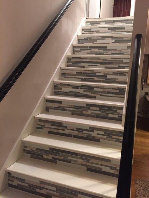 Staircase Tiling Ideas, Staircase Makeover Tile, Stairs Tiles Design, Tiled Staircase, Building Front Designs, Rustic Stairs, Staircase Design Modern, Diy Staircase, Stairs Design Interior