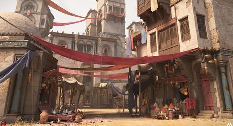 ArtStation - Middle eastern Bazaar, Michel Abiad Cinematic Moodboard, Mediterranean Palace, Cairo Streets, Game Level Design, Medieval Fair, Fantasy Village, Middle Eastern Art, Perspective Drawing Architecture, Fantasy Town