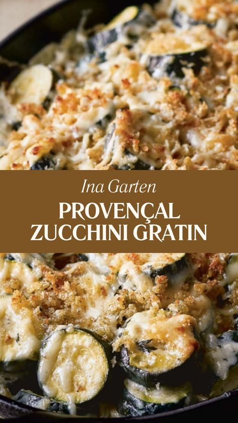 Ina Garten Provençal Zucchini Gratin Veggie Gratin Recipes, Ina Garten Casserole Recipes, Ima Garten Recipes, Thanksgiving Zucchini Recipes, Ina Garden Recipes, Zucchini Au Gratin, Onion Butter, Zucchini Gratin, Thyme Recipes