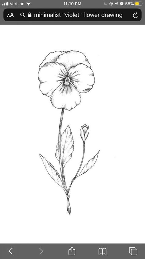 Drawing Of Violet Flower, Pansies Tattoo Black And White, Black And White Violet Flower Tattoo, Black And White Violet Tattoo, Pansy Line Art, Violet Sketch Flower, Violet Flower Line Drawing, Impatients Flowers Tattoo, Pansy Tattoo Small Black And White