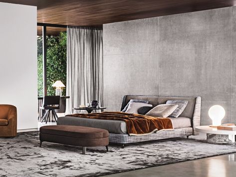 Bed SPENCER | Bed by Minotti Minotti Bedroom, Contemporary Bedroom Design, Masculine Bedroom, Minimal Bedroom, Sofa Lounge, Centre Table, 아파트 인테리어, Contemporary Bed, Design Del Prodotto