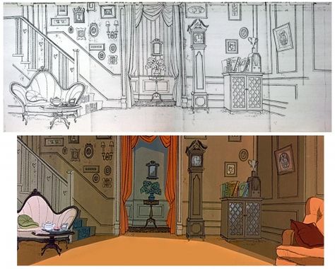 101 dalmations background sketch and painting Walt Peregoy, Concept Art Landscape, Background Sketch, Otto Schmidt, 101 Dalmations, Bg Design, Vis Dev, Disney Concept Art, Art Disney