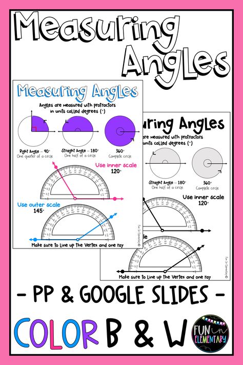 Measuring Angles Anchor Chart, How To Use A Protractor Anchor Chart, Angles Anchor Chart 4th Grade, Protractor Anchor Chart 4th Grade, How To Use A Protractor, Protractor Activities, Angles Lesson, Angles Anchor Chart, Maths Geometry