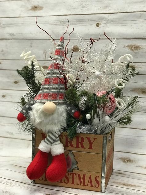 Items similar to Christmas Centerpiece, Gnome Centerpiece, Holiday arrangement, Winter Decor, Christmas Decoration on Etsy Gnome Centerpiece, Christmas Decora, Holiday Arrangement, Christmas Floral Arrangements, Christmas Centerpiece, Christmas Arrangements, Decoration Originale, Christmas Floral, Christmas Centerpieces