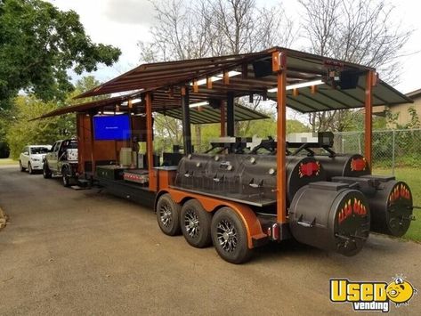 Gooseneck Barbecue Concession Trailer Barbecue Food Trailer Texas for Sale Bbq Trailer Ideas, Trailer Smokers, Bbq Smokers For Sale, Bbq Trailer, Backyard Bbq Pit, Custom Smokers, Custom Bbq Smokers, Bbq Smoker Trailer, Bbq Pit Smoker