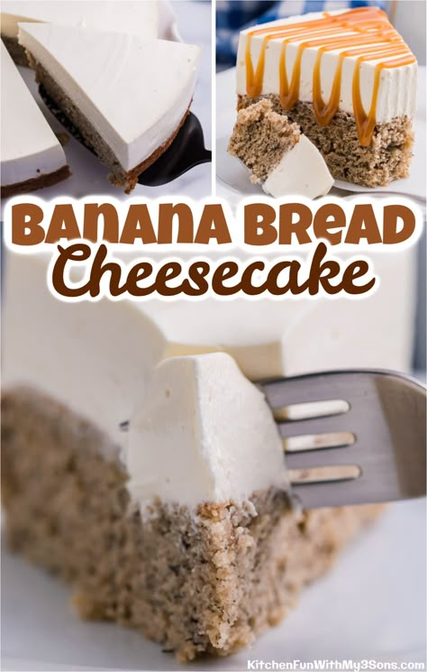 Banana Cheesecake Bread, Banana Bread Cheesecake, Soft Banana Bread, Banana Cream Cheesecake, Bread Toppings, Fantastic Recipes, Banana Cheesecake, Vanilla Cheesecake, Moist Banana Bread