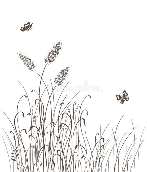 Vector grass silhouettes background vector illustration Grass Background Drawing, Vector Grass, Grass Silhouette, Grass Vector, Simple Sketches, Grass Background, Grass Flower, Background Drawing, Hand Sketch