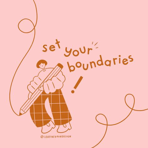 It's okay to set boundaries. Boundaries Illustration, Boundaries Art, Personal Boundaries, Set Boundaries, Setting Boundaries, Creative Living, Cute Illustration, Insta Art, Boundaries