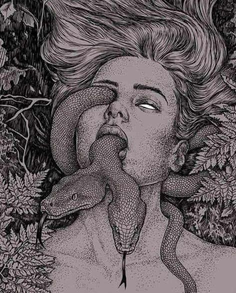 Medusa Artwork, Art Snake, Arte Grunge, Dark Witch, Snake Art, Art Prompts, Creepy Art, Ethereal Art, Anatomy Art