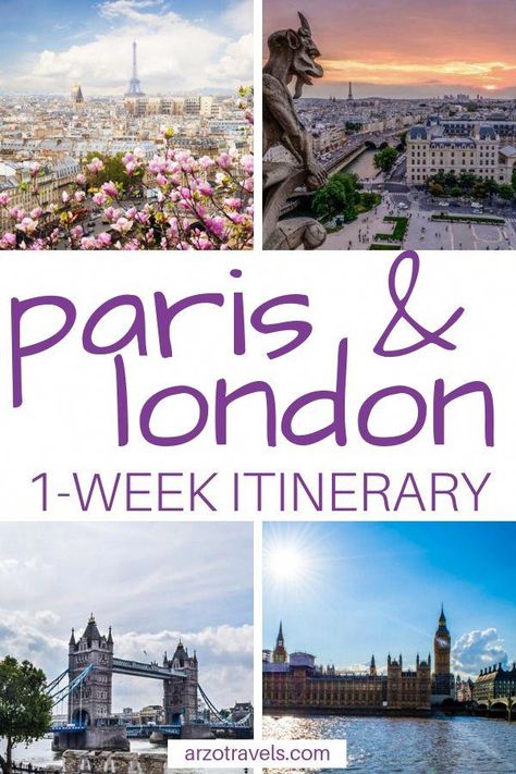 Planning a trip to Europe and want to visit two of the most interesting cities on the continent? Use this one-week itinerary for Paris and London. Find out what to do, how to get around and more important travel tips I Paris and London trip and itinerary I 7 days in Europe I London and Paris vacation #travelbucketlist 7 Days In Paris, Paris And London, London Itinerary, London Vacation, Paris Itinerary, Trip To Europe, London Trip, Paris Vacation, Europe Itineraries