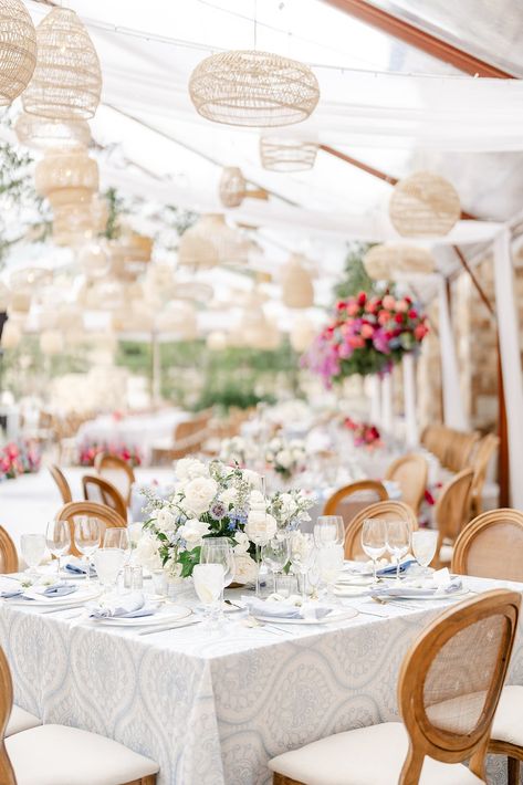 Luxury Mediterranean-Inspired Wedding at St. Regis Deer Valley | Lush Florals & Personalized Details Mediterranean Luxury, Embroidered Napkins, Deer Valley, Luxury Destinations, Luxury Destination Wedding, St Regis, Blue Hues, Accent Colors, Luxury Wedding