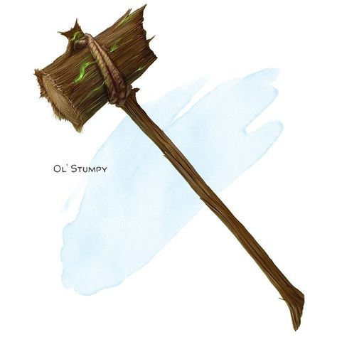 The Griffon's Saddlebag on Instagram: “⚔️ 𝗡𝗲𝘄 𝗶𝘁𝗲𝗺! Ol' Stumpy Weapon (maul), uncommon ___ This lashed-together stump and stick carry an age-old enchantment from an unknown…” The Griffon's Saddlebag, Griffon's Saddlebag, Wizard Staff, Wooden Staff, D D Items, Dnd 5e Homebrew, Fantasy Props, D&d Dungeons And Dragons, Dungeons And Dragons Homebrew