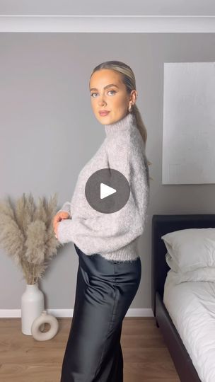 3.3K views · 343 reactions | Our Taupe Knit with a Satin Skirt 😮‍💨 Beaut styling by Emma . . . . #knitwearfashion #casualoutfitinspo #stylingvideo #fallfashioninspo #waystowear Taupe Mohair Knit | Satin Skirt | Knitwear Styling Inspo | Casual Outfit Looks | Brunch Date Night | Autumn Fall Outfits | OOTD OOTN | Street Style | Ankle Boots | Chic | Fashion Inspo | Womenswear Fashion Dresses | Knitwear | Jackets | Accessories | Jungle · Candle Flame Satin Skirt With Boots, Satin Dress With Boots, Satin Skirt Outfit Casual, Knitwear Styling, Autumn Fall Outfits, Night Autumn, Skirt Outfit Casual, Satin Skirt Outfit, Candle Flame