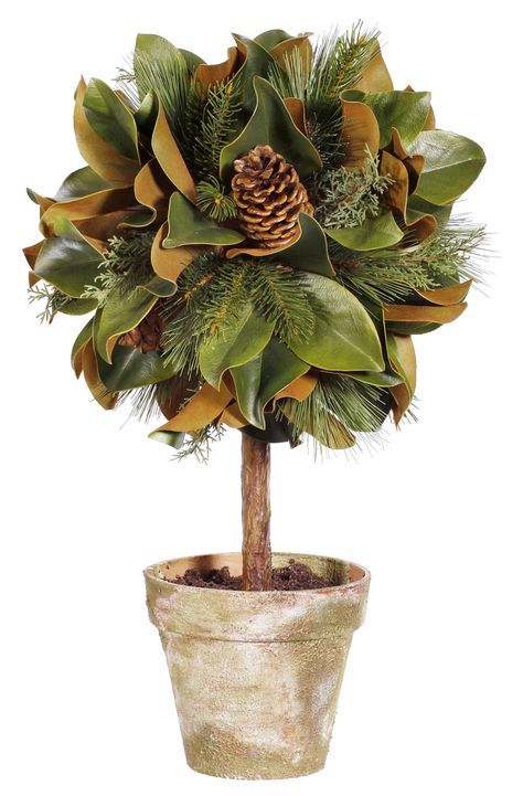 Primrue 26'' Faux Pine Topiary in Pot | Wayfair Topiaries In Pots, Christmas Topiary Outdoor, Magnolia Christmas Decor, Pine Decor, Closet Freshener, Fall Topiaries, Faux Topiary, Arranged Flowers, Sunflower Wreath Diy