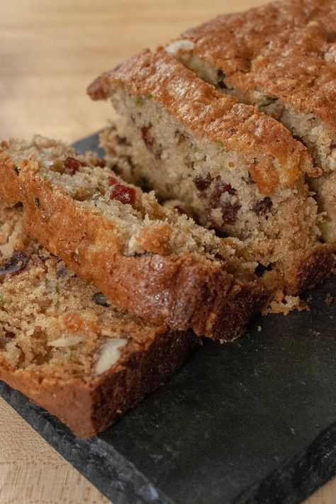 Pineapple Cranberry Zucchini Bread Cranberry Zucchini Bread Recipes, Pineapple Zucchini Bread Recipes Moist, Zucchini Bread With Crushed Pineapple, Orange Zucchini Bread Recipe, Zucchini And Pineapple Bread Recipes, Cranberry Ideas, Cranberry Zucchini Bread, Tropical Zucchini Bread, Zucchini Pineapple Bread