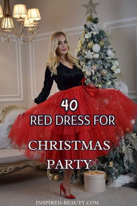 Red Dress Outfit For Christmas, Long Sleeve Red Dress Outfit, Red Christmas Dress Outfit, Red Dress Christmas Outfit, Christmas Dress Women Classy, Christmas Dresses Women, Classy Outfits Ideas, Christmas Dress Ideas, Holiday Dresses Christmas