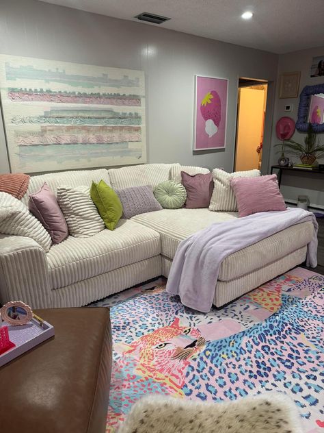 Room Decor Maximalist, Colorful Living Room Decor, Home Playroom, Leopard Rug, Colourful Living Room Decor, Colorful Living Room, Girly Apartment Decor, Maximalist Design, College Apartment Decor