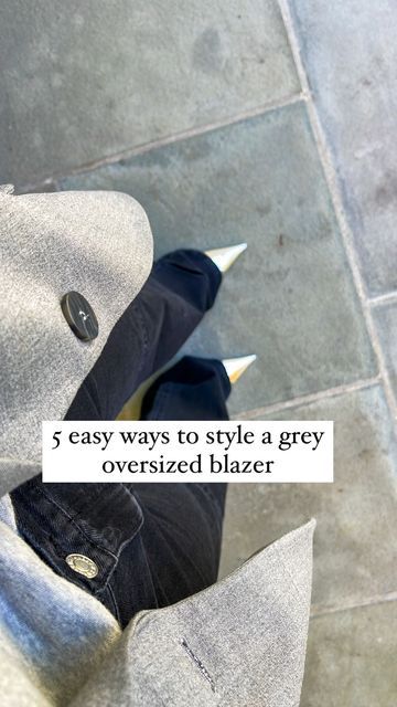 Brittany Sansone | outfit inspo on Instagram: "5 ways to style a grey oversized blazer Follow me @brittanyksansone for more outfit inspo Which style are you? #fashionreel #outfitinspiration #styleinspo #casualoutfit #oversizedblazer #streetstyle #dailylooks #outfitideas #fallfashion" Grey Oversized Blazer Outfit, Oversized Gray Blazer Outfit, Oversized Grey Blazer Outfit, Trendy Oversized Beige Blazer, Gray Oversized Long Sleeve Blazer, Oversized Blazer, 5 Ways, Sling Backs, Autumn Fashion