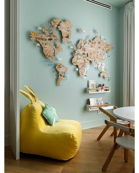 World Map Bedroom, Map Bedroom, Adventure Room, Baby Boy Room Decor, Toddler Room Decor, Creative Wall Art, Wall Art Ideas, Corner Decor, Smart Home Design