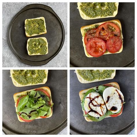 Pesto Caprese Sandwich is an easy vegetarian sandwich recipe for picnics, parties, or potlucks. It features tomatoes, fresh mozzarella, and pesto. #holidayrecipes #partyrecipes #sandwich #vegetarian Caprese Sandwich Vegetarian, Spinach Tomato Mozzarella Sandwich, Mozzarella And Pesto Sandwich, Vegetarian Ciabatta Sandwich, Pesto Tomato Mozzarella Sandwich, Ciabatta Sandwich Recipes Vegetarian, Green Goddess Caprese Melt, Pesto Mozzarella Sandwich, Tomato Pesto Sandwich