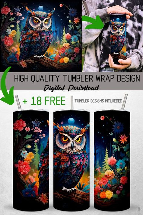 Colorful Owl FREE Tumbler Wraps 20oz Free Sublimation Design for Tumblers Free Tumbler Png free Tumbler Ideas Sublimation, Sublimation Designs For Tumblers, Sublimation For Beginners, Tumbler Designs Sublimation, Cups Sublimation, Designs For Tumblers, Shirt Ideas Vinyl, Sublimation Tumbler Ideas, Svg Free Files For Cricut